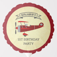 Vintage Red Retro Airplane Birthday Party