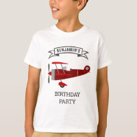Vintage Red Retro Airplane Birthday Party