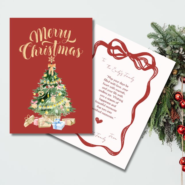 Vintage Red Retro Christmas Tree Card (Christmas Retro Vintage Card)