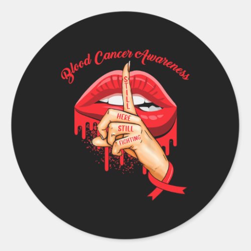 Vintage Red Ribbon Blood Cancer Awareness  Classic Round Sticker