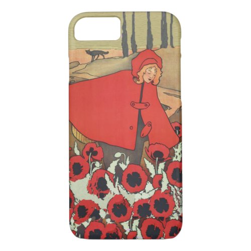 Vintage Red Riding Hood Wolf Poppy Flowers iPhone 87 Case