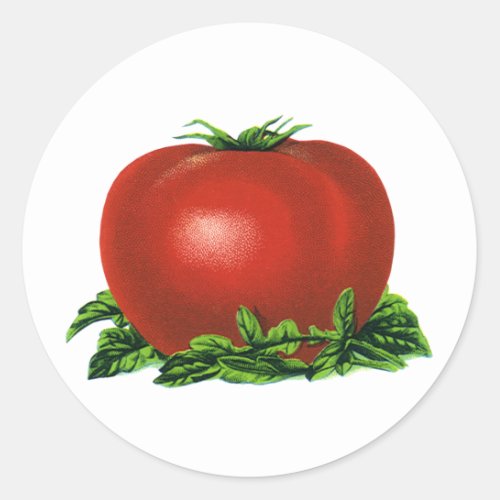 Vintage Red Ripe Tomato Vegetables and Fruits Classic Round Sticker