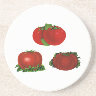 Vintage Red Ripe Tomatoes Food, Fruits, Vegetables Drink Coaster