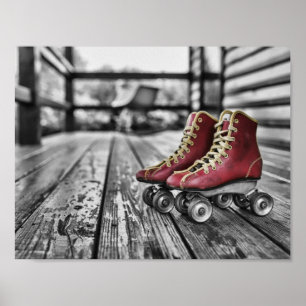 Vintage Red Roller Skates  Poster