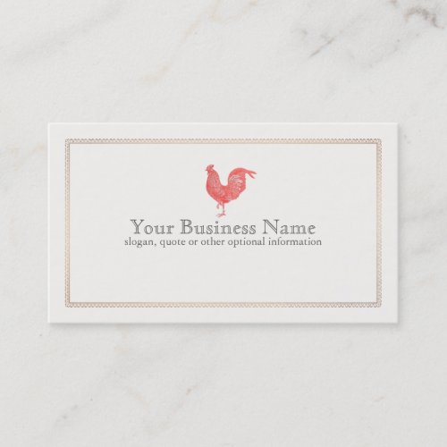 Vintage Red Rooster Etching Business Card