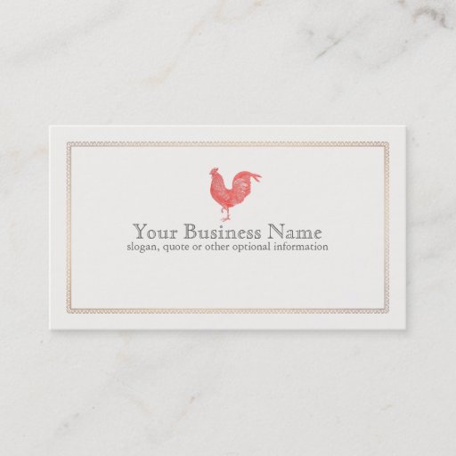 Customizable Vintage Red Rooster Etching Business Card