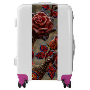 Vintage Red Rose Art Travel Luggage – Intricate