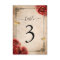 Vintage Red Rose Black Gold Table Number Cards 
