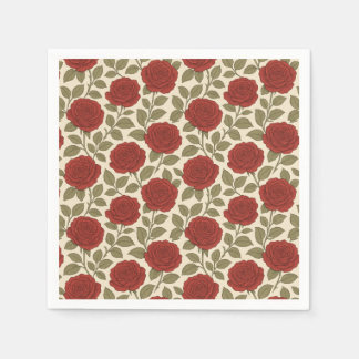 Vintage Red Rose Botanical Floral Cottagecore Napkins