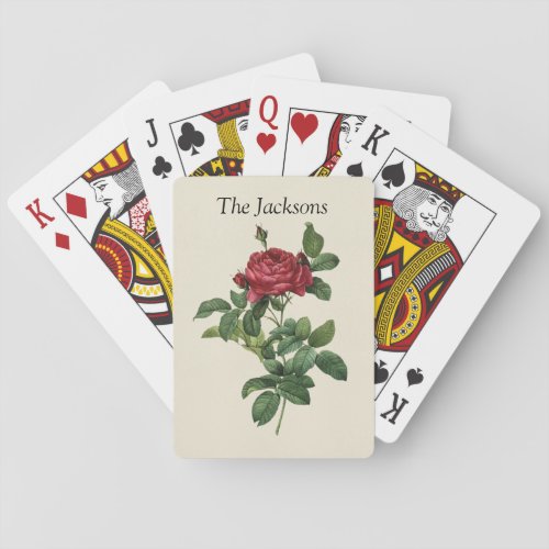Vintage Red Rose Custom Playing Cards