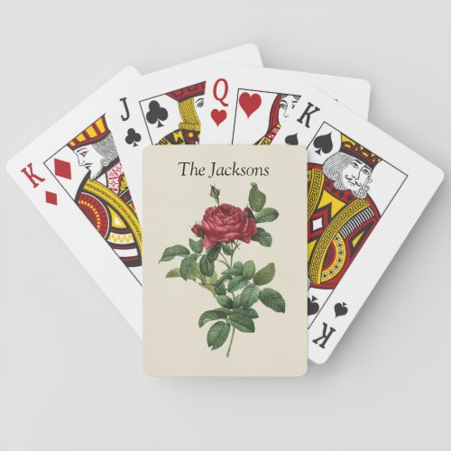 Vintage Red Rose Custom Poker Cards