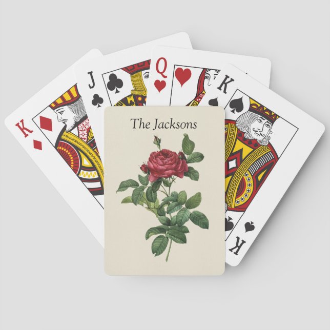 Vintage Red Rose Custom Poker Cards (Back)