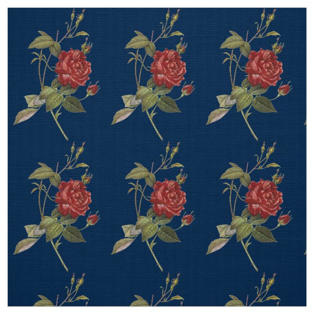Vintage Red Rose Fabric (Swatch)