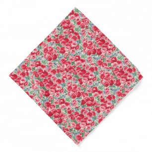 Vintage Red Rose Floral Pattern Bandana