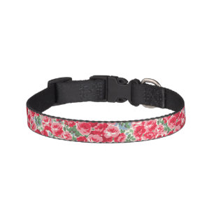 Vintage Red Rose Floral Pattern Pet Collar