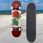Vintage Red Rose Flower Illustration Monogrammed Skateboard<br><div class="desc">This stylish skateboard features a vintage illustration of a beautiful red rose bloom. The background is a burgundy color. Personalize with your initial as a monogram,  displayed in an ornate retro font.

Image from the Biodiversity Heritage Library www.biodiversitylibrary.org</div>