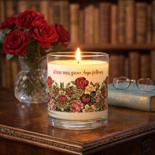 Vintage Red Rose Garden Bloom Candle
