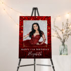 Vintage Red Rose Gold Birthday Party Photo