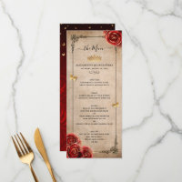 Vintage Red Rose Gold Black Elegant Watercolor