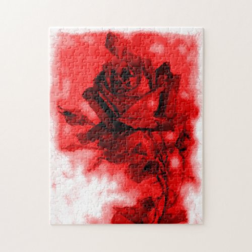 Vintage Red Rose Illustration Flowers Art Jigsaw Puzzle