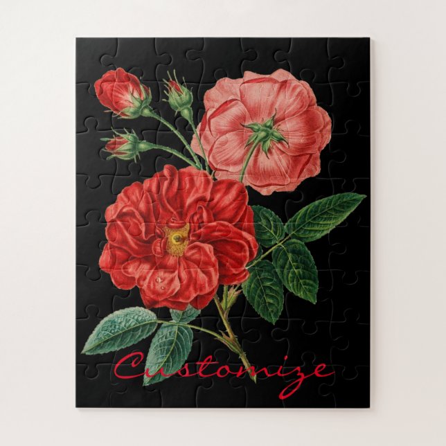 Vintage Red Rose Illustration Thunder_Cove Jigsaw Puzzle (Vertical)