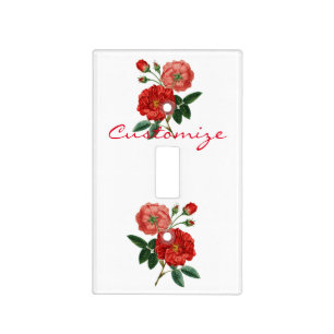 Vintage Red Rose Illustration Thunder_Cove Light Switch Cover
