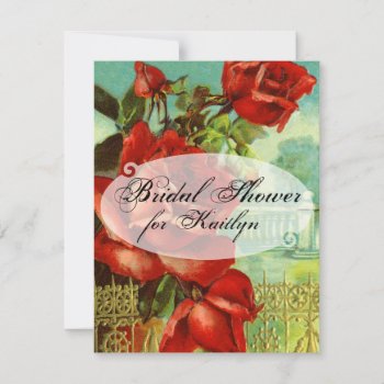 Vintage Red Rose Invitation by itsyourwedding at Zazzle