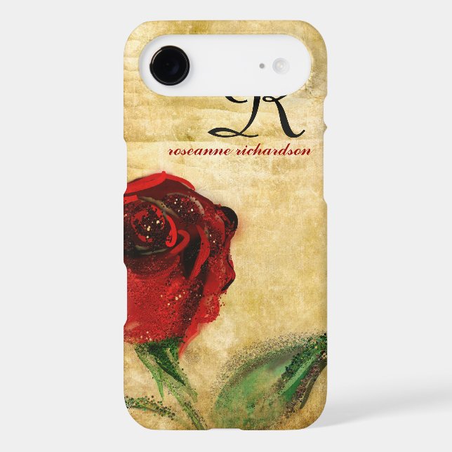 Vintage Red Rose Monogram iPhone 8/7 case (Back)