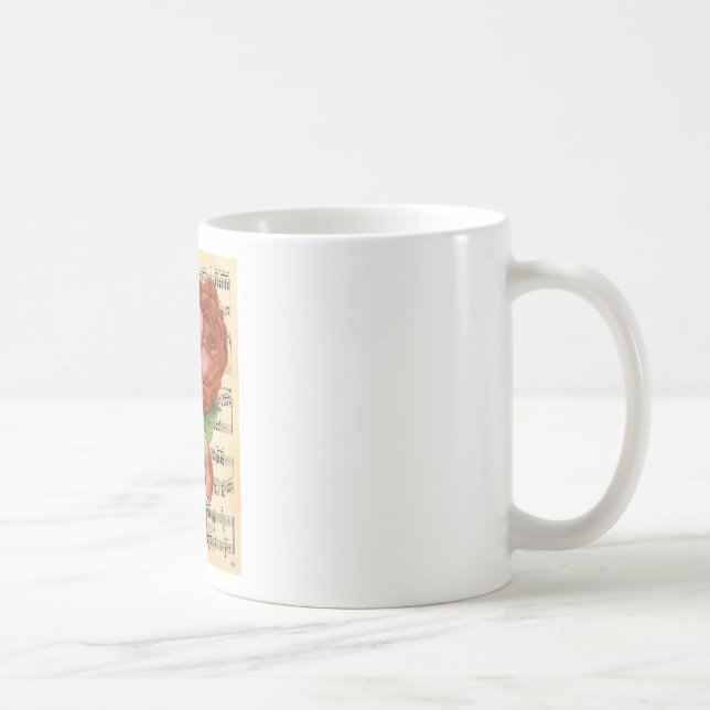 Vintage Red Rose & Music Coffee Mug (Right)