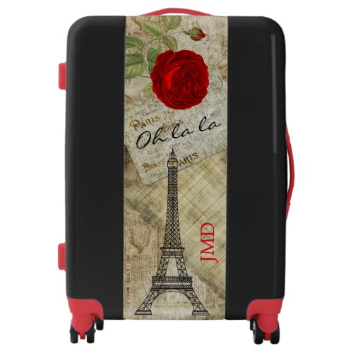 Vintage Red Rose Paris Style _ Monogram Luggage