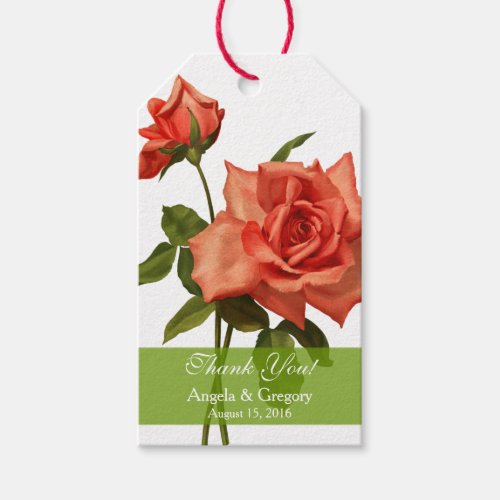 Vintage Red Rose Personalized Thank You Favor Tag