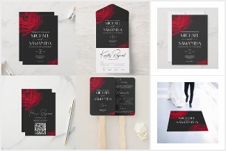 Vintage red rose petal flower dark grey wedding