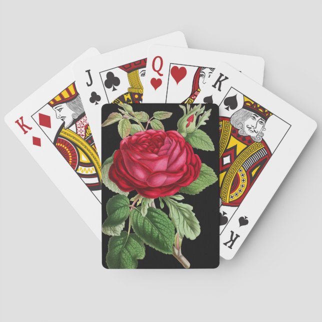 Vintage Red Rose Poker Cards (Back)