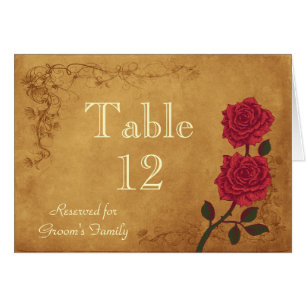 Vintage Red Rose Table Seating Name Card