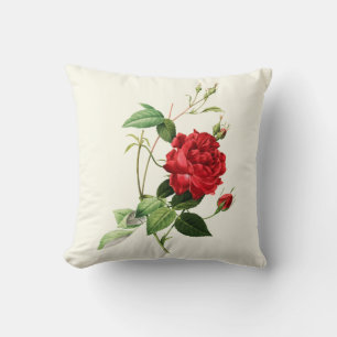 Vintage Red Rose Throw Pillow