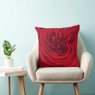 Vintage Red Rose Throw Pillow – Classic Floral