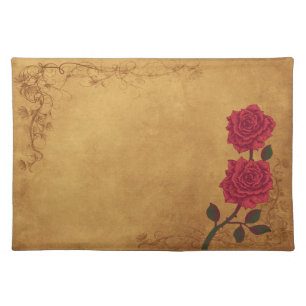 Vintage Red Rose Wedding Cloth Placemat