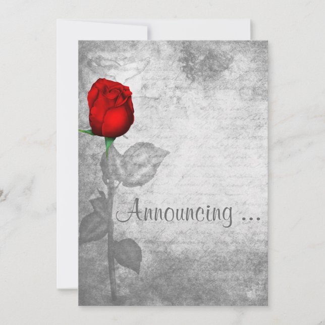 Vintage Red Rose Wedding Invitation (Front)