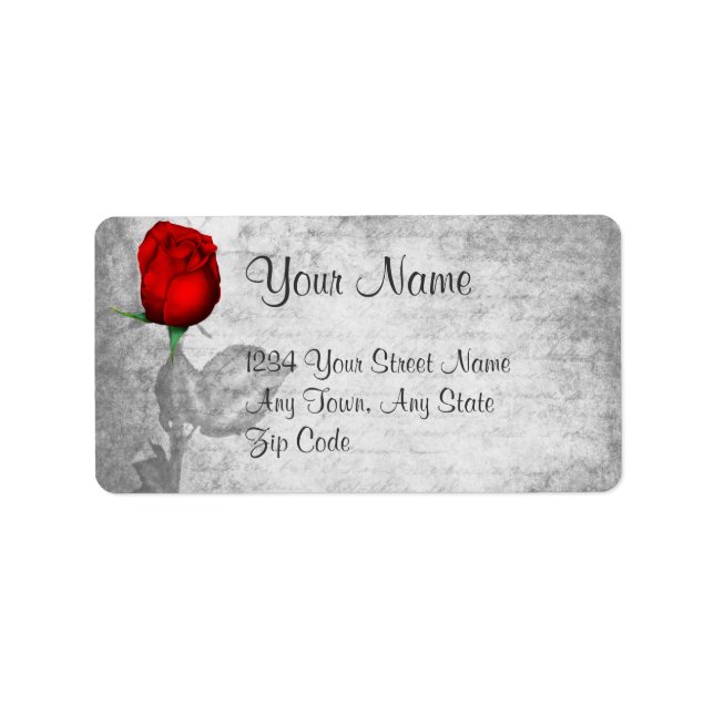 Vintage Red Rose Wedding Label (Front)