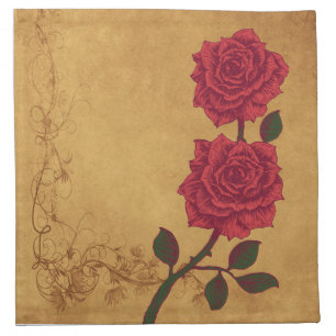 Vintage Red Rose Wedding Napkin