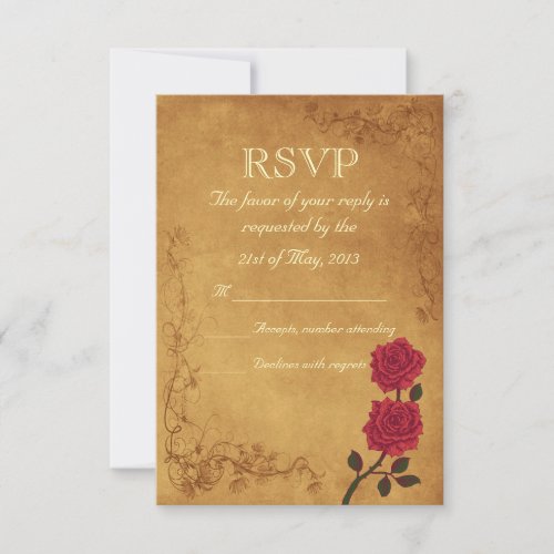 Vintage Red Rose Wedding RSVP