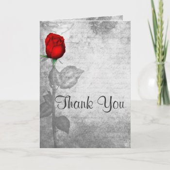 Vintage Red Rose Wedding Thank You Card by Wedding_Trends at Zazzle