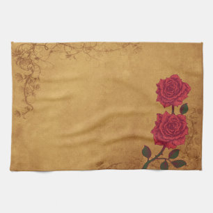 Vintage Red Rose Wedding Towel