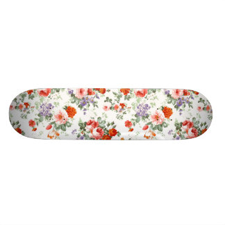 Vintage Red Roses and Flowers Skateboard Deck