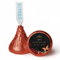 Vintage Red  Roses Black Gold Lace Quinceañera Hershey®'s Kisses®