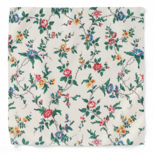 Vintage red roses blue floral pattern bandana