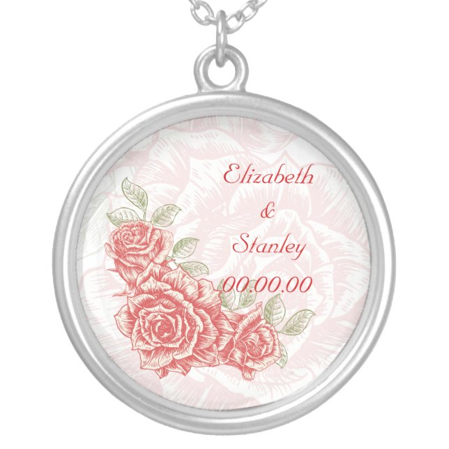 Vintage red roses custom necklace (Front)