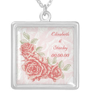 Vintage red roses custom necklace