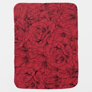 Vintage Red Roses Elegance Baby Blanket