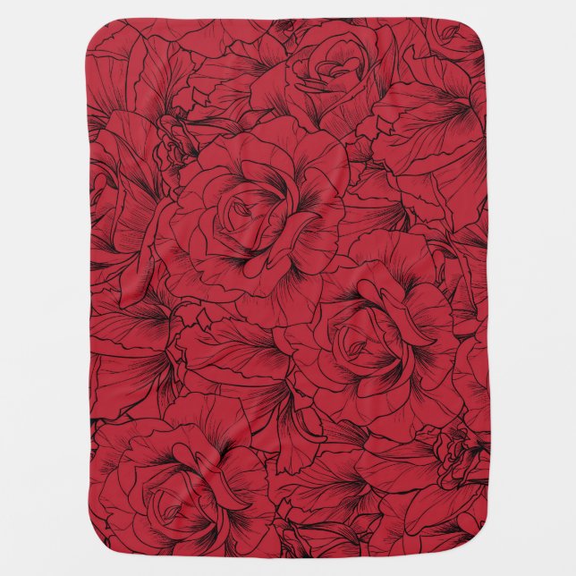 Vintage Red Roses Elegance Baby Blanket (Front)